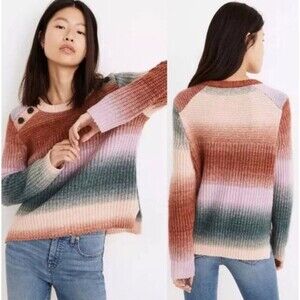 NWT Madewell Space-Dyed Wool Alpaca Blend Pullover Sweater XL Preppy Colorblock